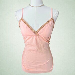 Express Y2K Beaded Baby Pink Cami Top
